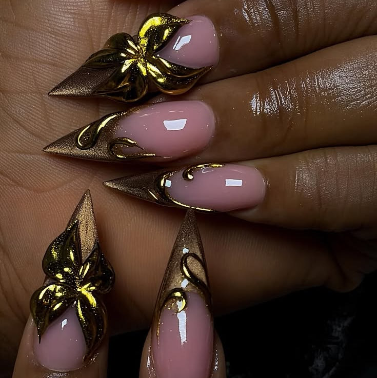 Gold Pearl Nails